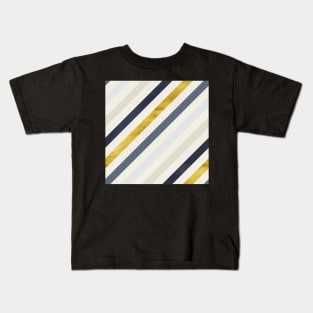 Diagonal Stripes in Blue and Gold Kids T-Shirt